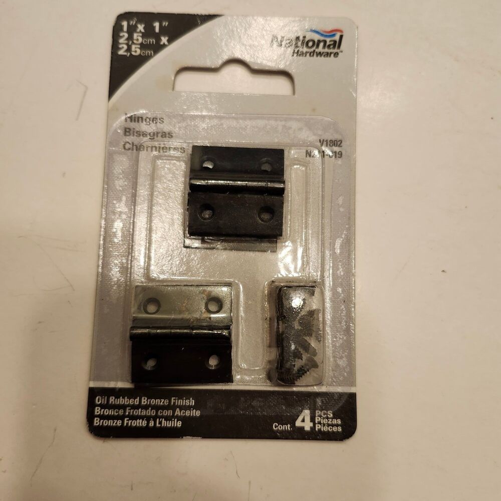 National Hardware 1"x1" Oil Rubbed Black Cabinet Hinges Steel 4 Pack w/screws